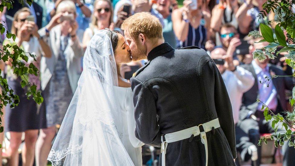 Harry and Meghan kiss on their wedding day