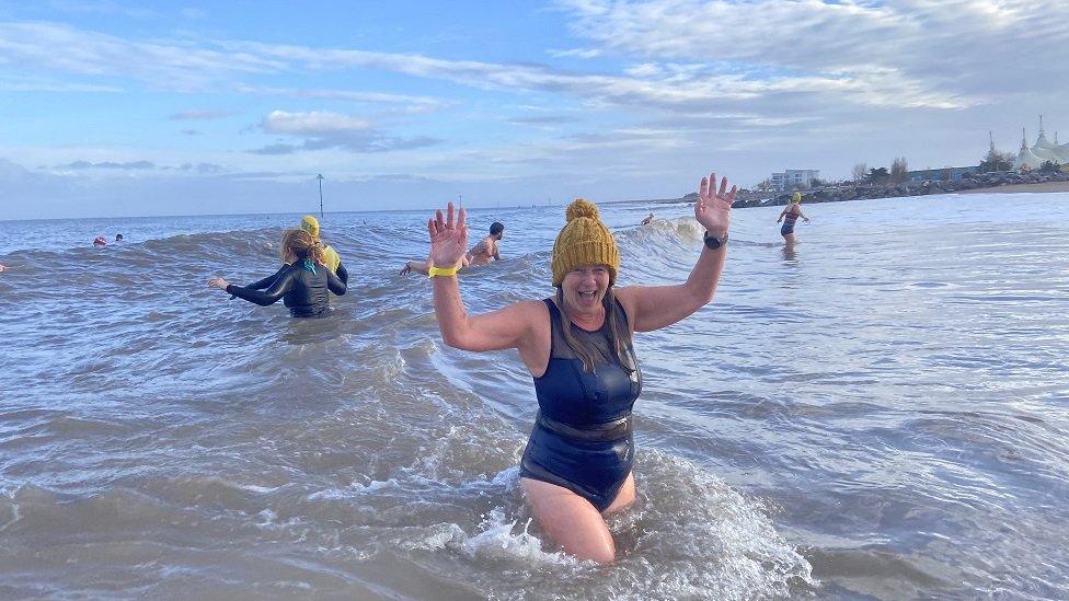 Excited swimmer