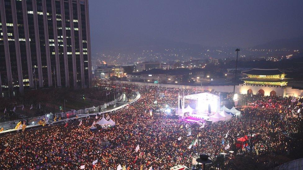 A demonstration in central Seoul outside the Blue House, the President's official residence