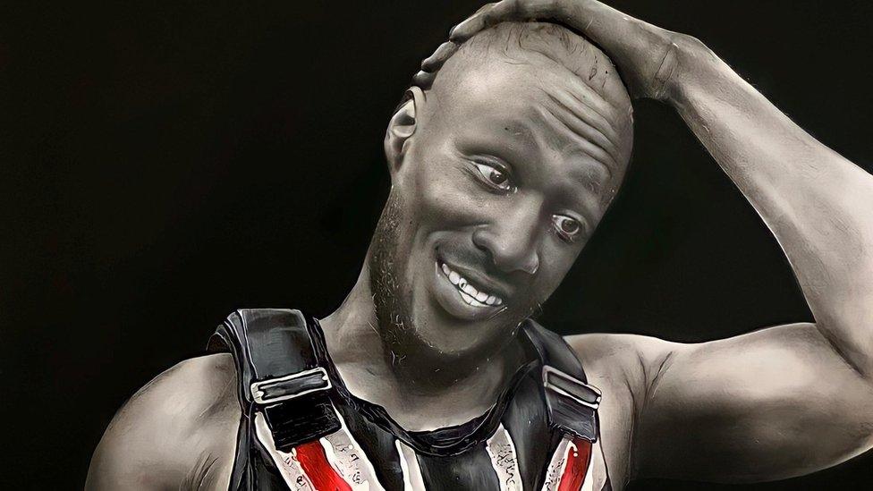 Portrait painting of singer Stormzy