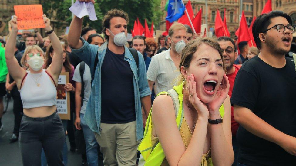 Climate protesters in Sydney in December 2019