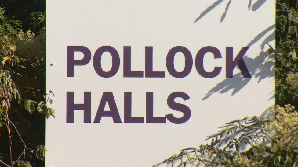 Pollock Halls sign