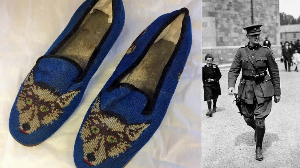 Michael Collins' wolf slippers and Michael Collins