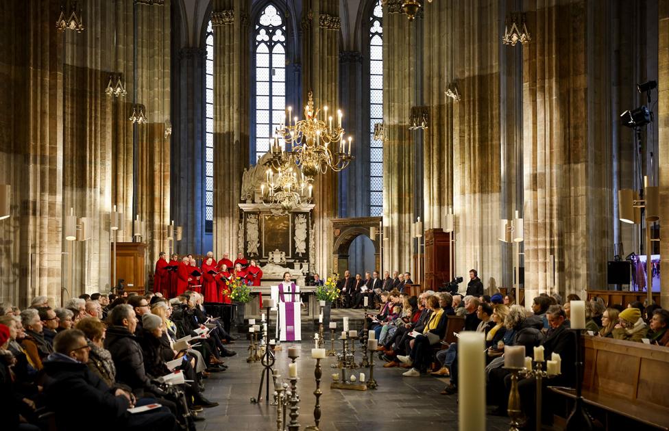 A national prayer for peace in Ukraine in the Cathedral in Utrecht, Netherlands