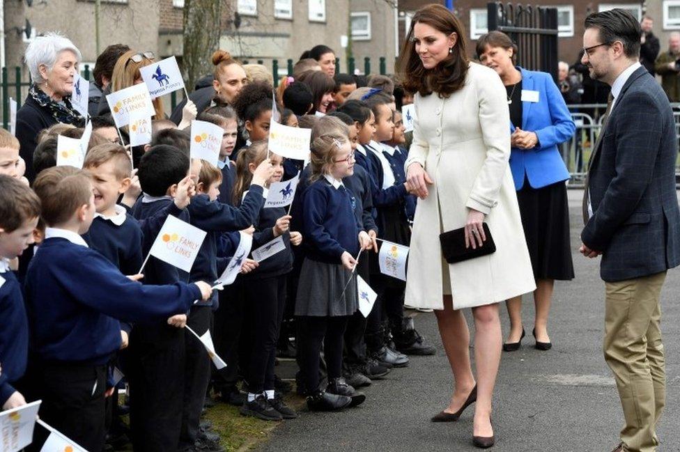 Duchess of Cambridge meets pupils