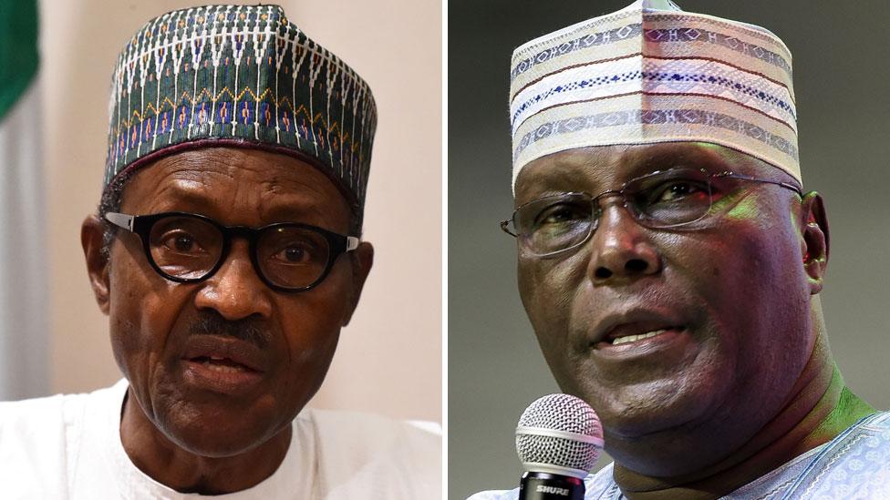 Composite picture showing Muhammadu Buhari and Atiku Abubakar