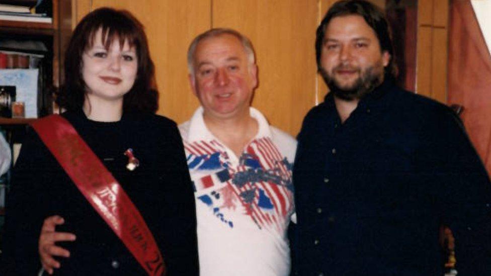 Sergei Skripal with his daughter Yulia, and now deceased son Alexander, known as Sasha (right)