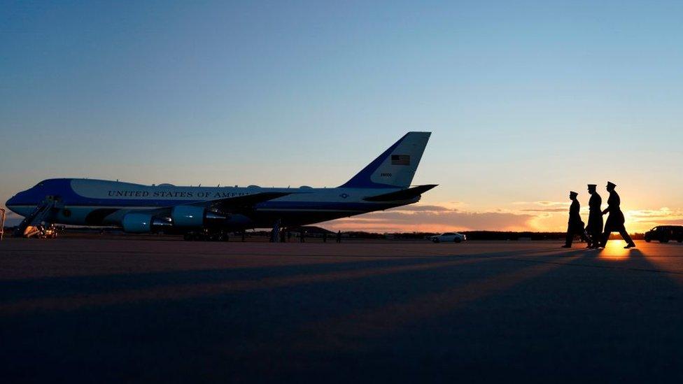 Preparations are made at Joint Base Andrews in Maryland for the departure of outgoing US President Donald Trump on January 20, 2021