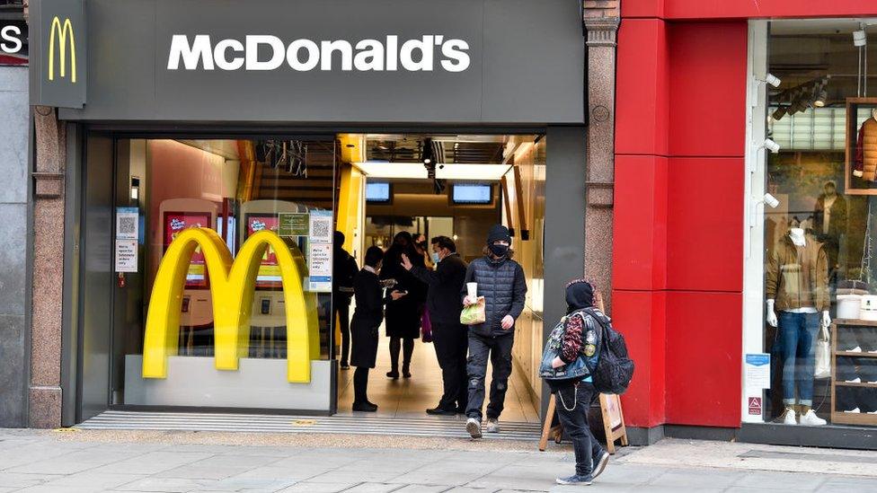 Customers in a McDonald's restaurant in the UK