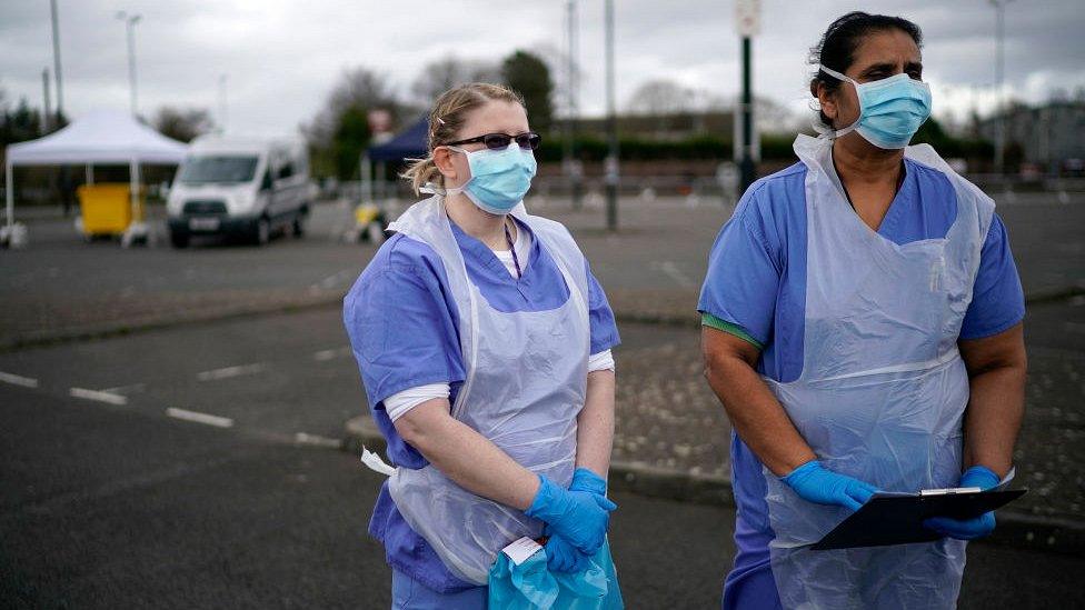 nurses at testing centre