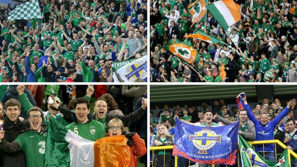 Northern Ireland and Republic of Ireland fans