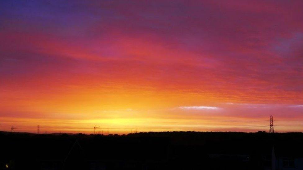 Purple, orange, pink and yellow skies