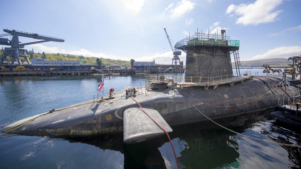 General view of HMS Vigilant, which carries the UK's Trident nuclear deterrent on April 29, 2019 in Faslane, Scotland.