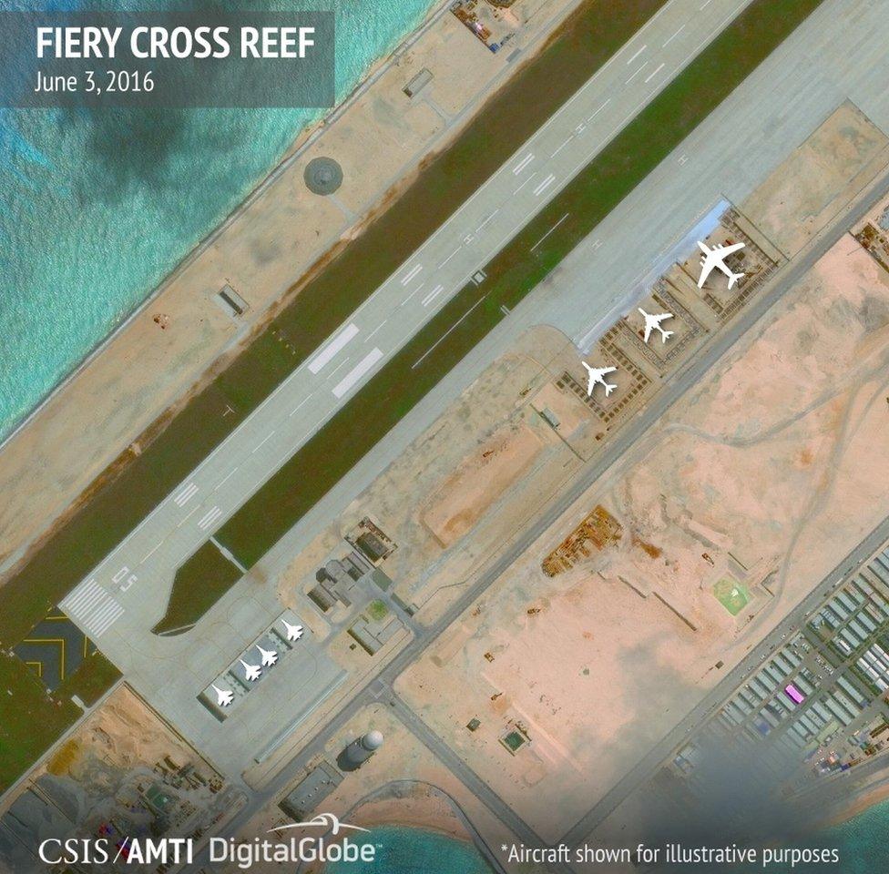 Hangars on Fiery Cross Reef