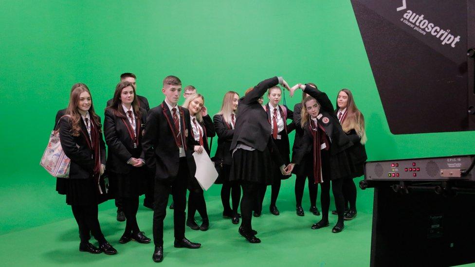 Pupils got to experience the green screen in BBC Newsline's Studio B