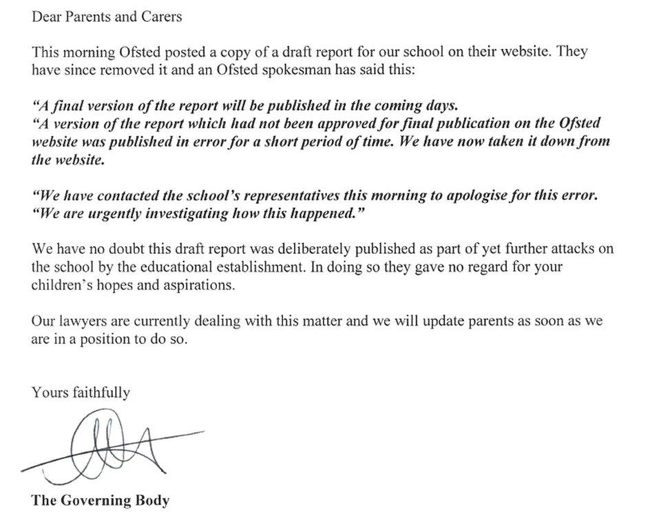 Letter from Durand Academy