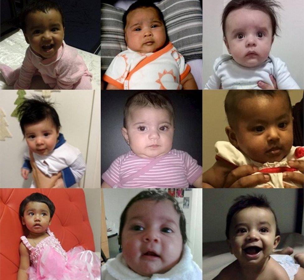 Composite images of some of the babies expected to be deported, released by Human Rights Law Centre