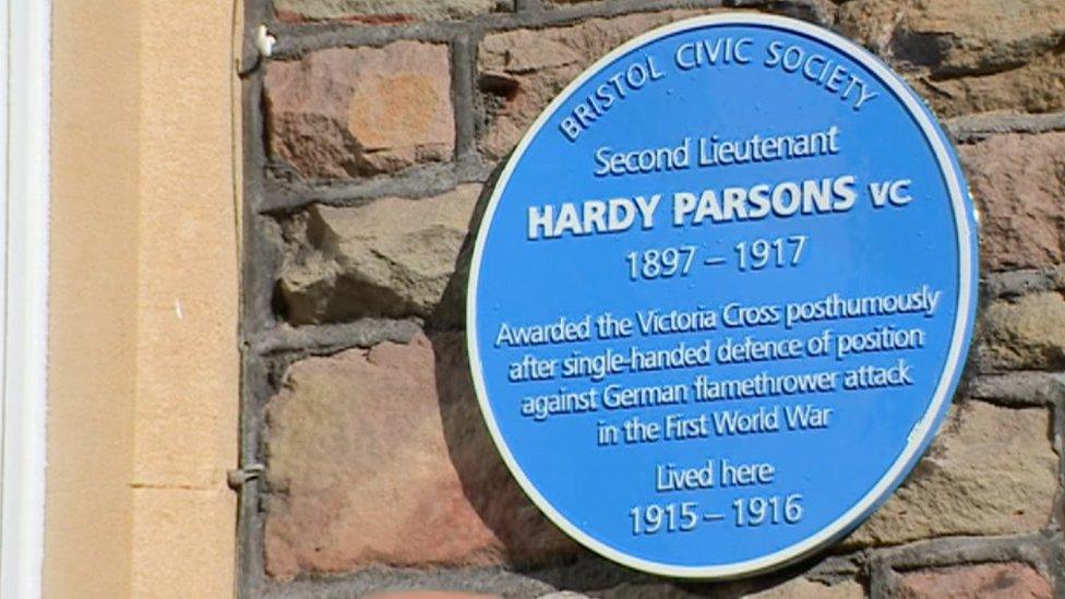 The blue plaque in Salisbury Road, Redland