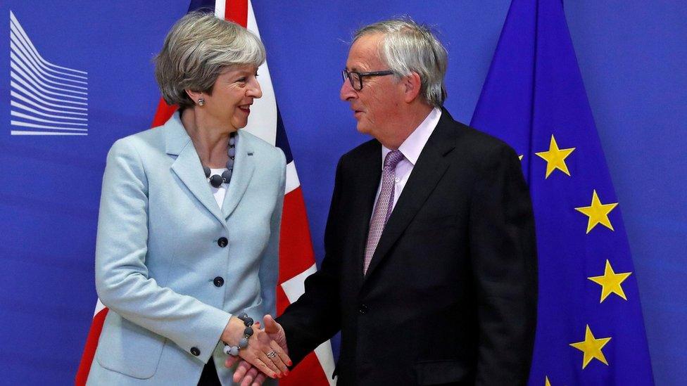 Theresa May with Jean-Claude Juncker