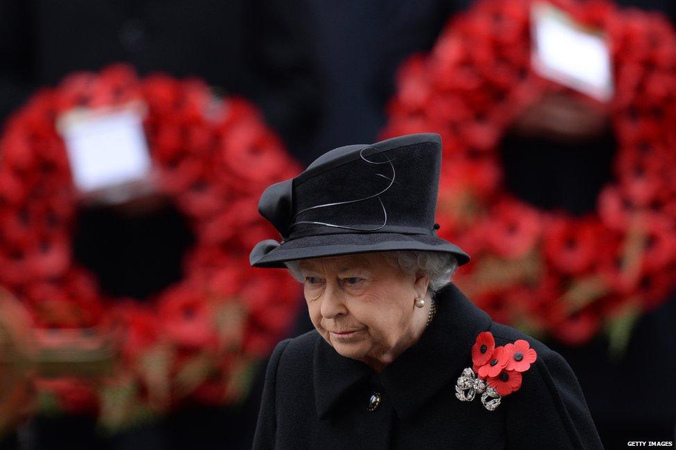 The Queen wearing her poppy