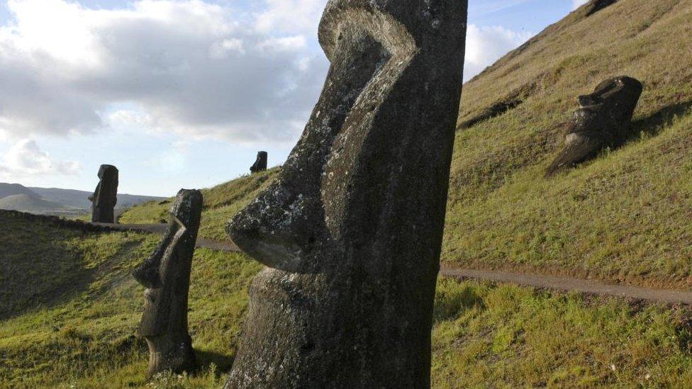 Maoi statues seen on Easter Island