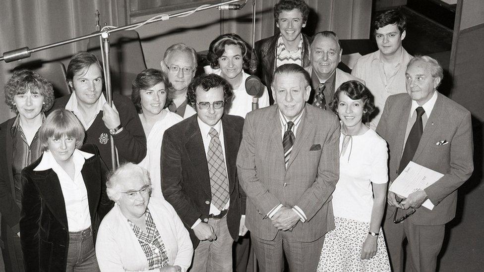 William Smethurst (centre in glasses) with The Archers cast