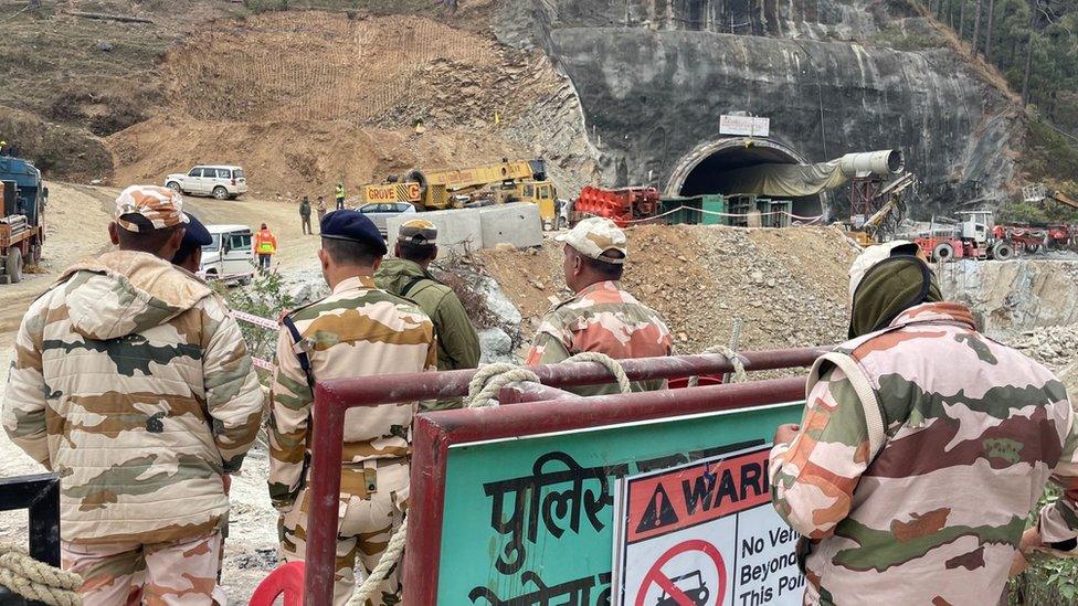 Military personnel at the rescue site