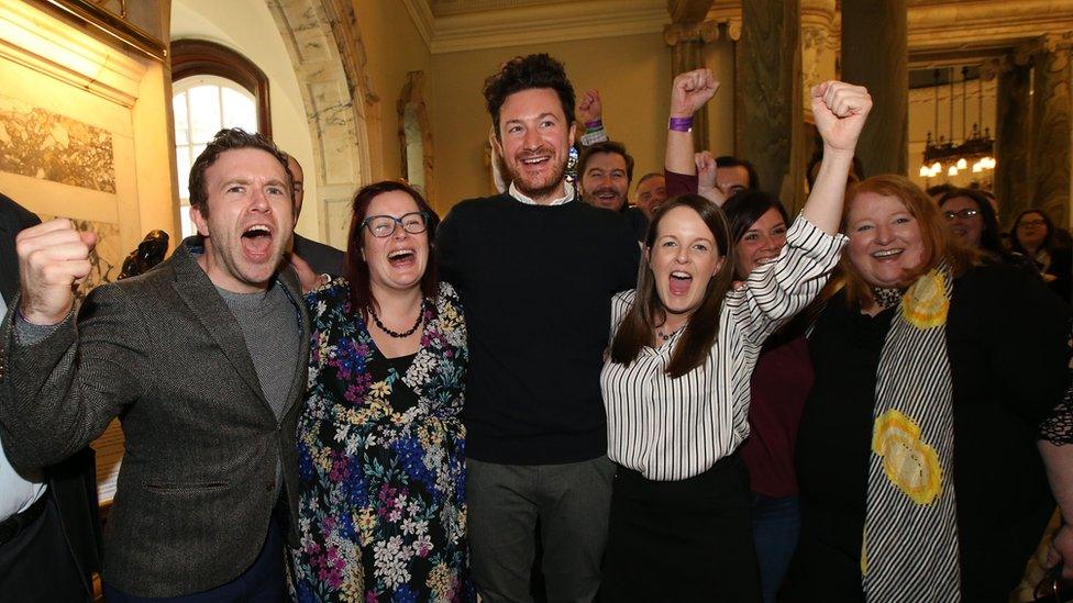 Alliance's Ross McMullan (centre) got almost 1,000 votes over the quota