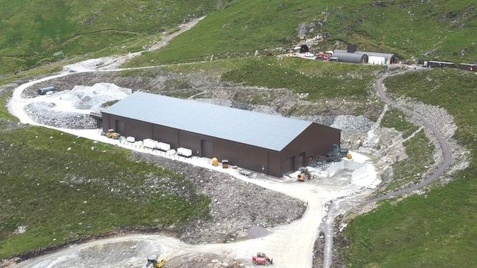 Aerial view of mine site at Cononish