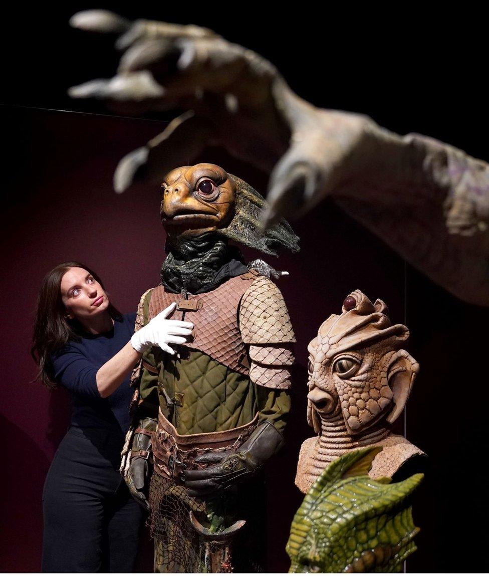 Alice Wyllie prepares costumes for the Doctor Who Worlds of Wonder exhibition