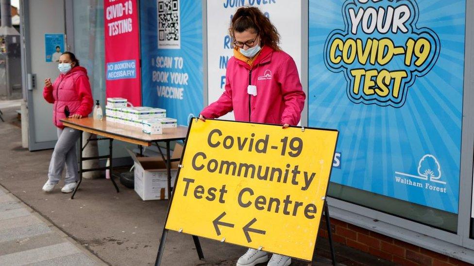 A Covid test centre in east London