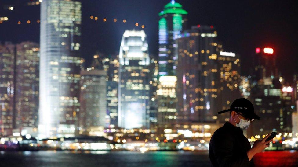 Man wearing a face mask in Hong Kong