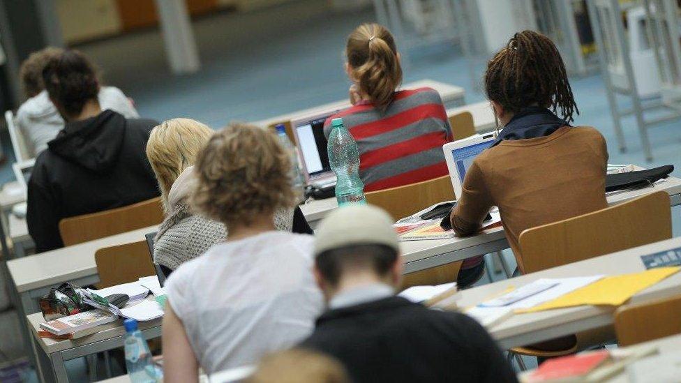 Students in library