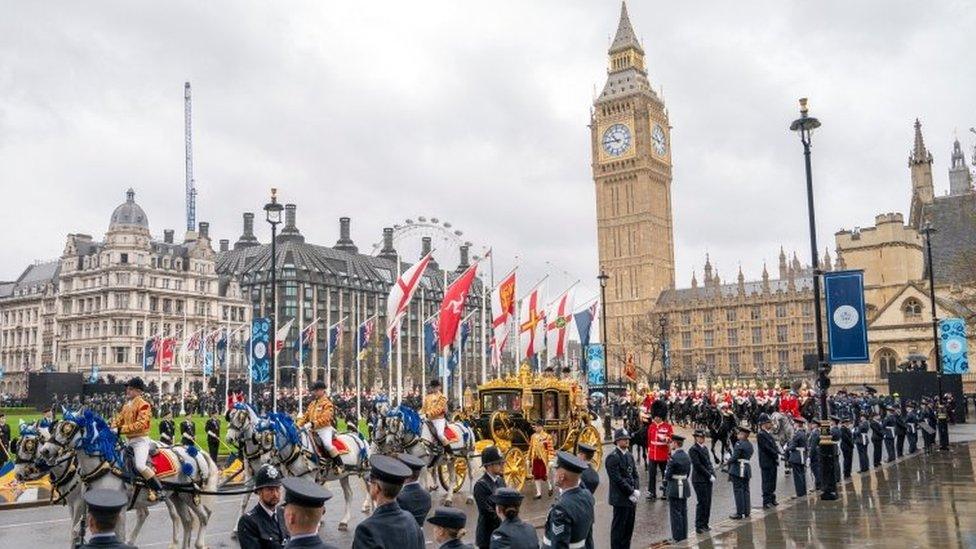 Procession going past Big Ben