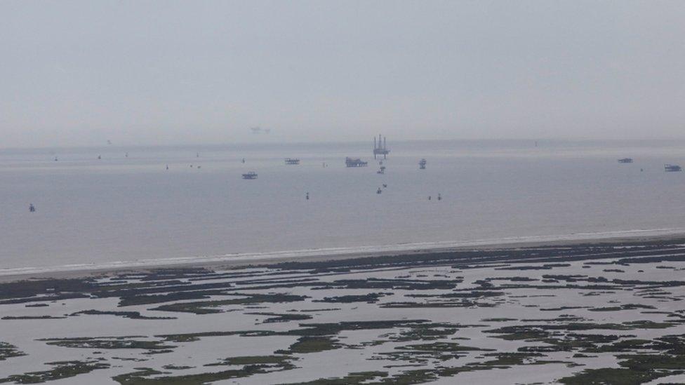 Oil rigs pictured in the Gulf of Mexico after Hurricane Ida made landfall in Louisiana