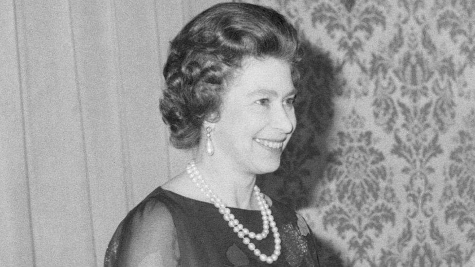 The Queen smiles in a picture taken in 1976