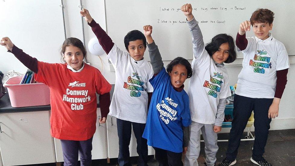 Five children at Conway homework club in west Belfast