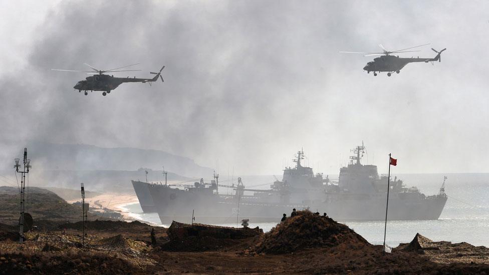 File picture of a Russian military exercise off Crimea