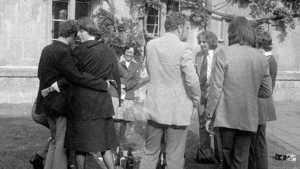 Theresa May (second left) at Oxford