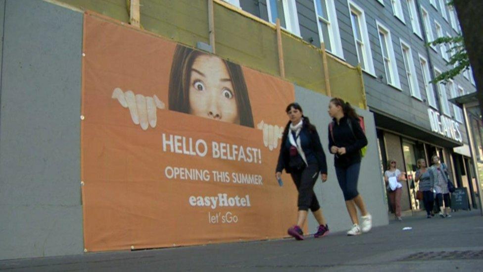 easyHotel hoarding on hotel site