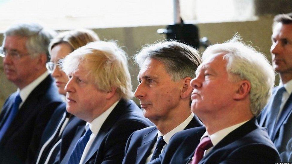 David Davis and other ministers at the launch of the Conservative manifesto