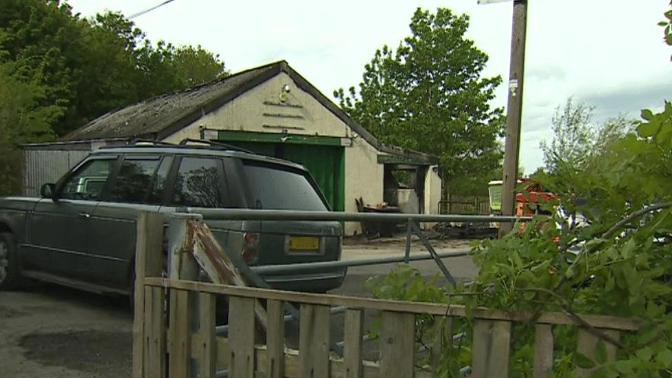 Fire-damaged garage