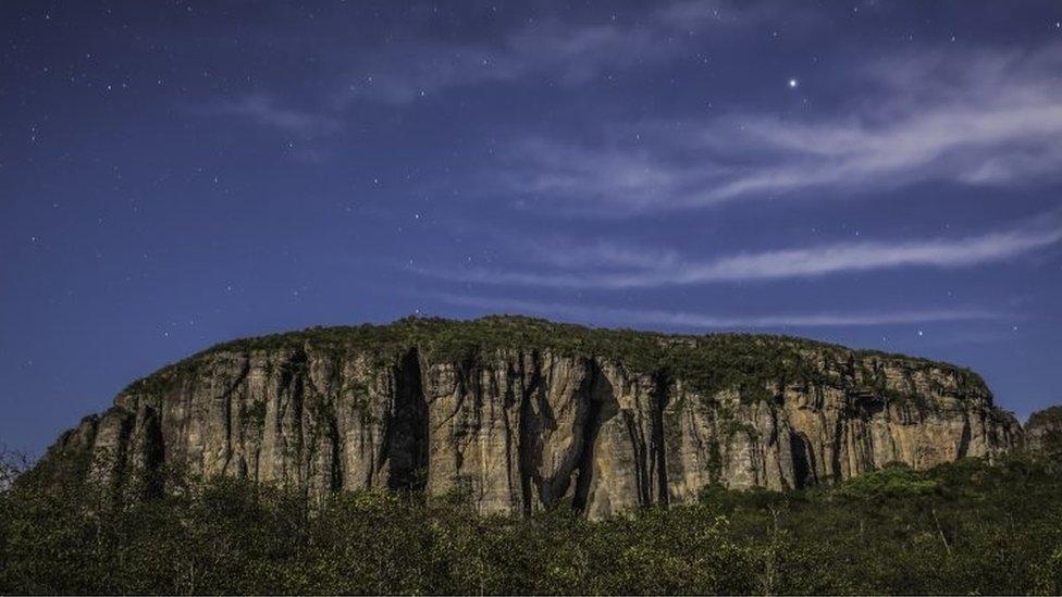 An undated handout photo made available by UNESCO on 01 July 2018 shows a mountain in the Chiribiquete National Park, Colombia. Chiribiquete National Park