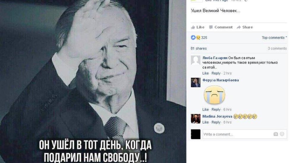 Facebook post mourning Islam Karimov