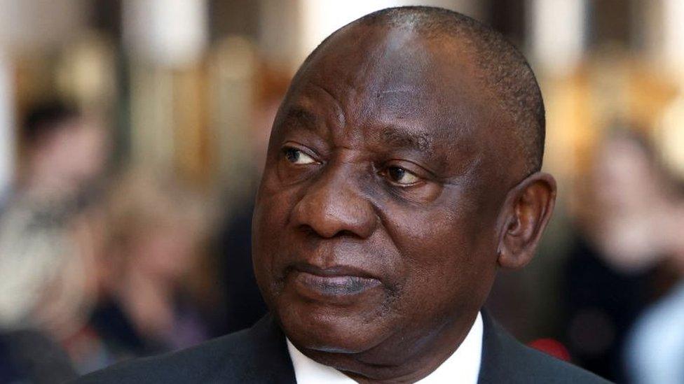 South African President Cyril Ramaphosa looks on at the Francis Crick Institute during a state visit in London, Britain, November 23, 2022.