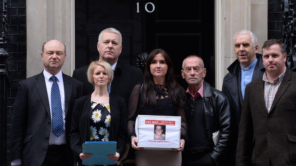 Relatives of the Chennai Six presenting a petition to 10 Downing Street