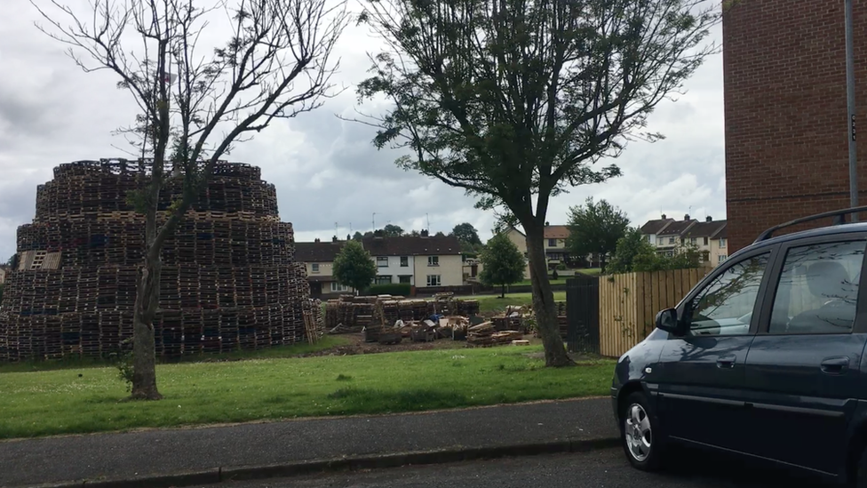 A bonfire being built in Portadown