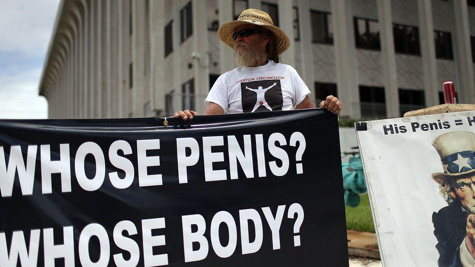 Circumcision protester