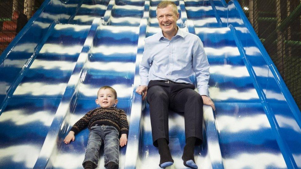 Willie Rennie on a slide