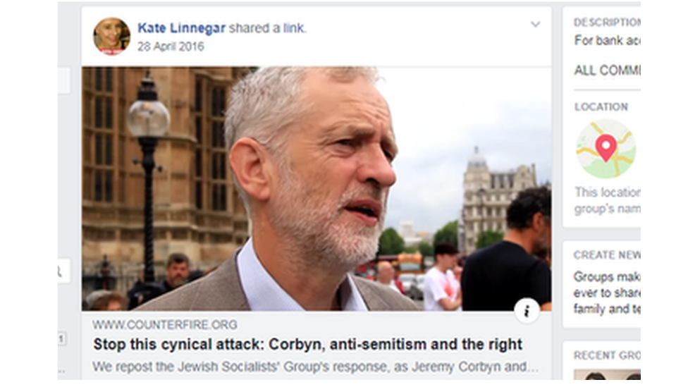 Kate Linnegar shares anti-semetic post